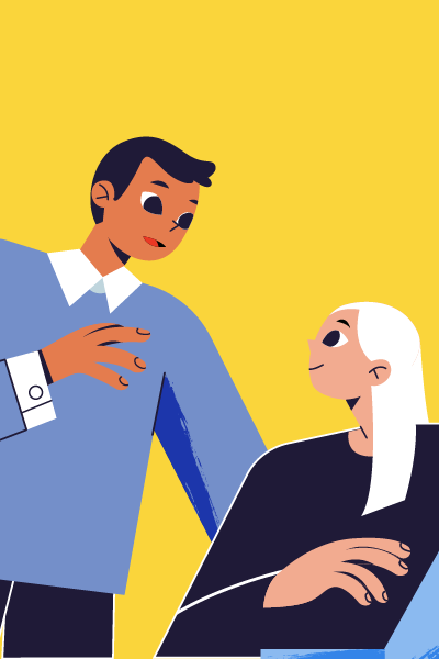 Illustration of 2 people having a conversation