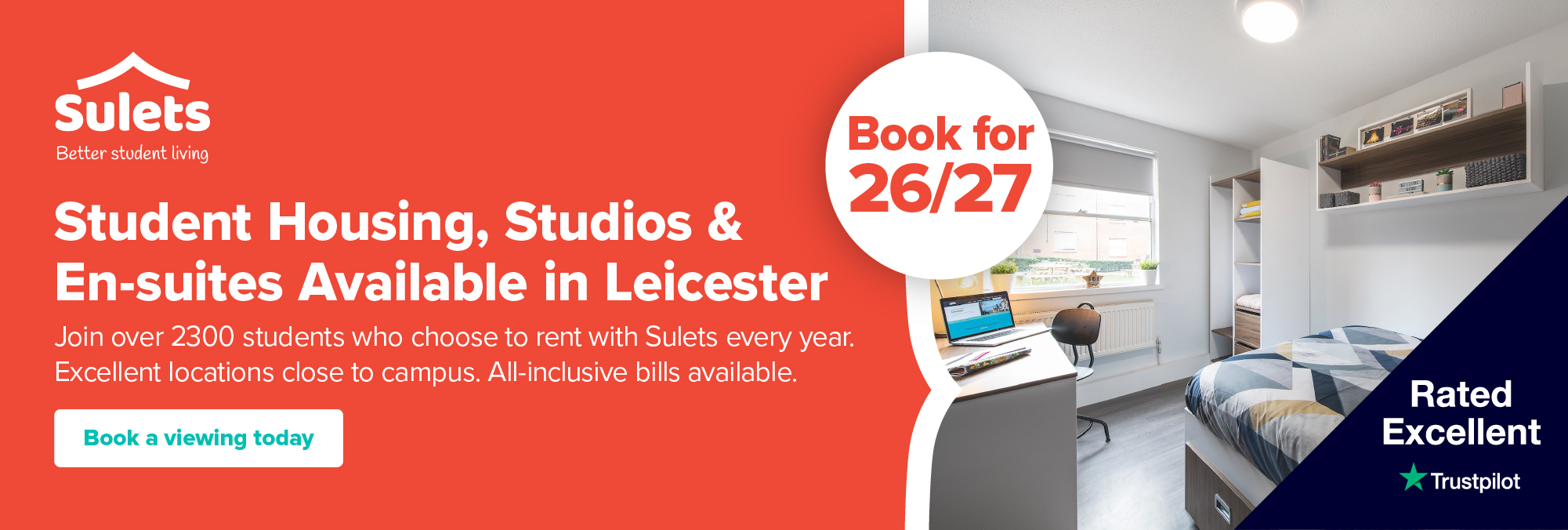 Sulets Banner, Student Housing, Studios & En-suites Available in Leicester