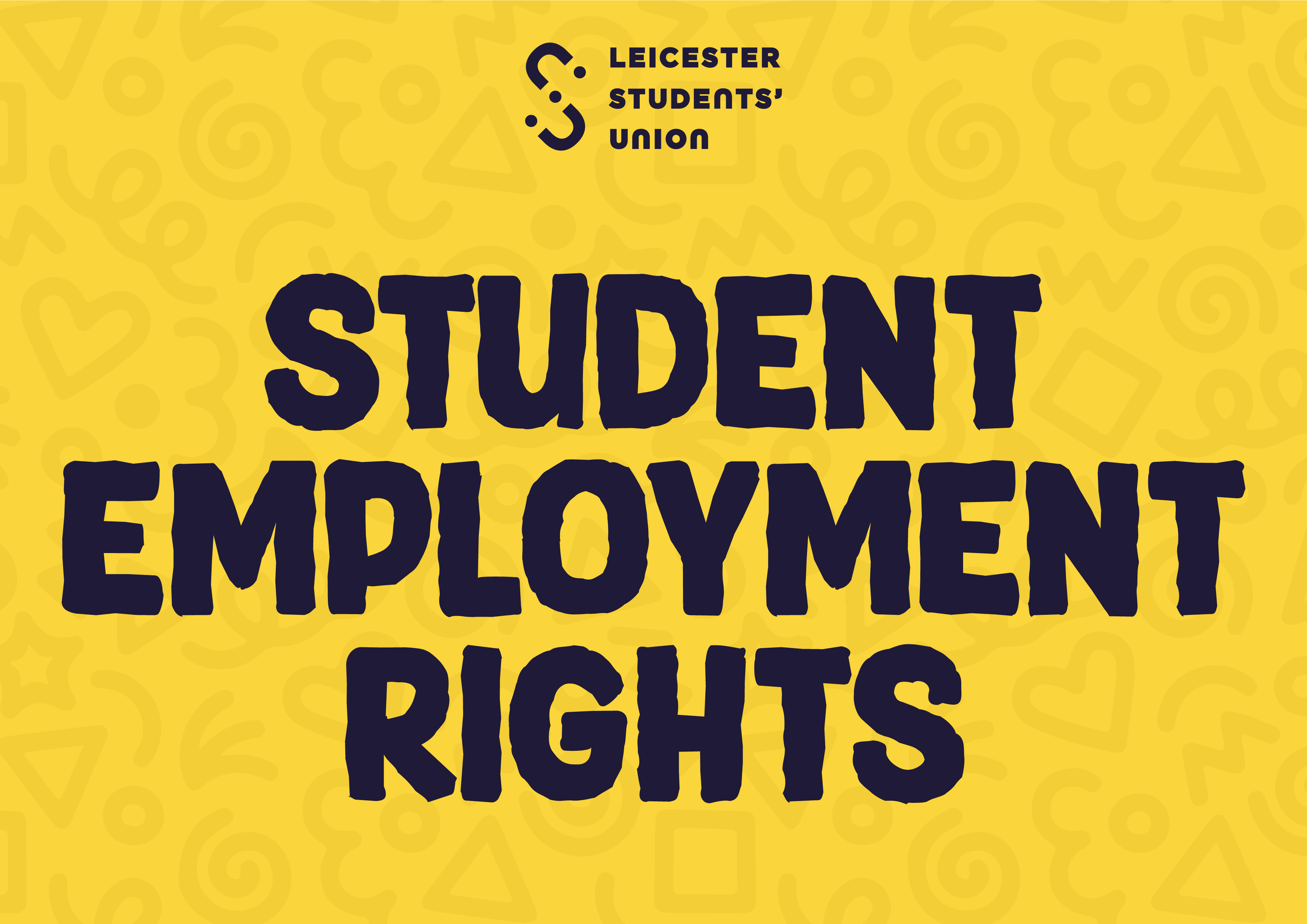 Yellow graphic saying 'Student Employment Rights' in navy text
