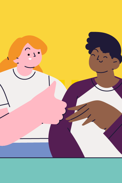 Illustration of 2 people having a conversation