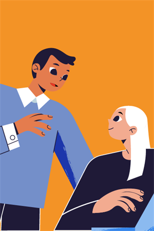 Illustration of 2 figures talking to eachother