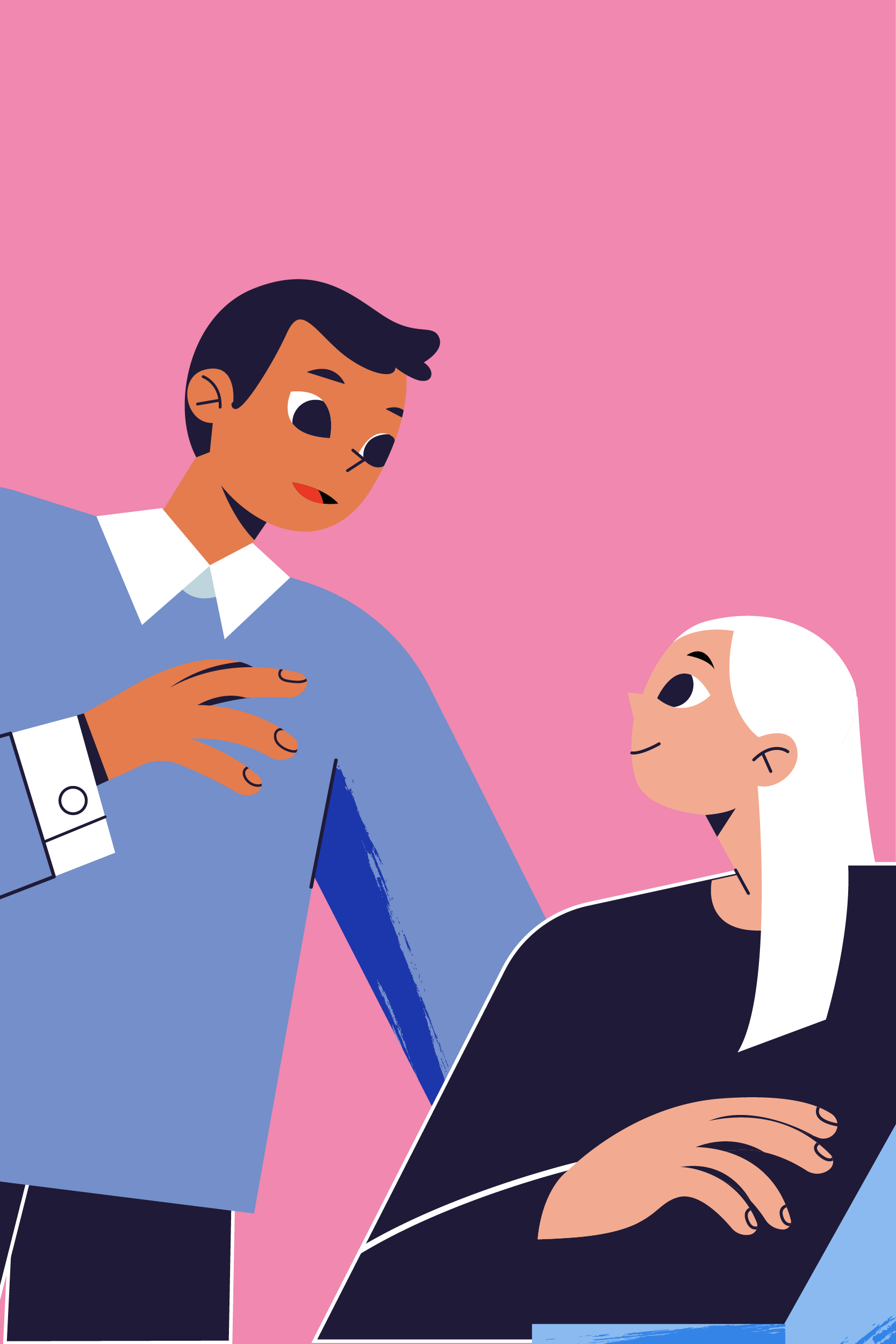 Illustration of two figures talking to each other