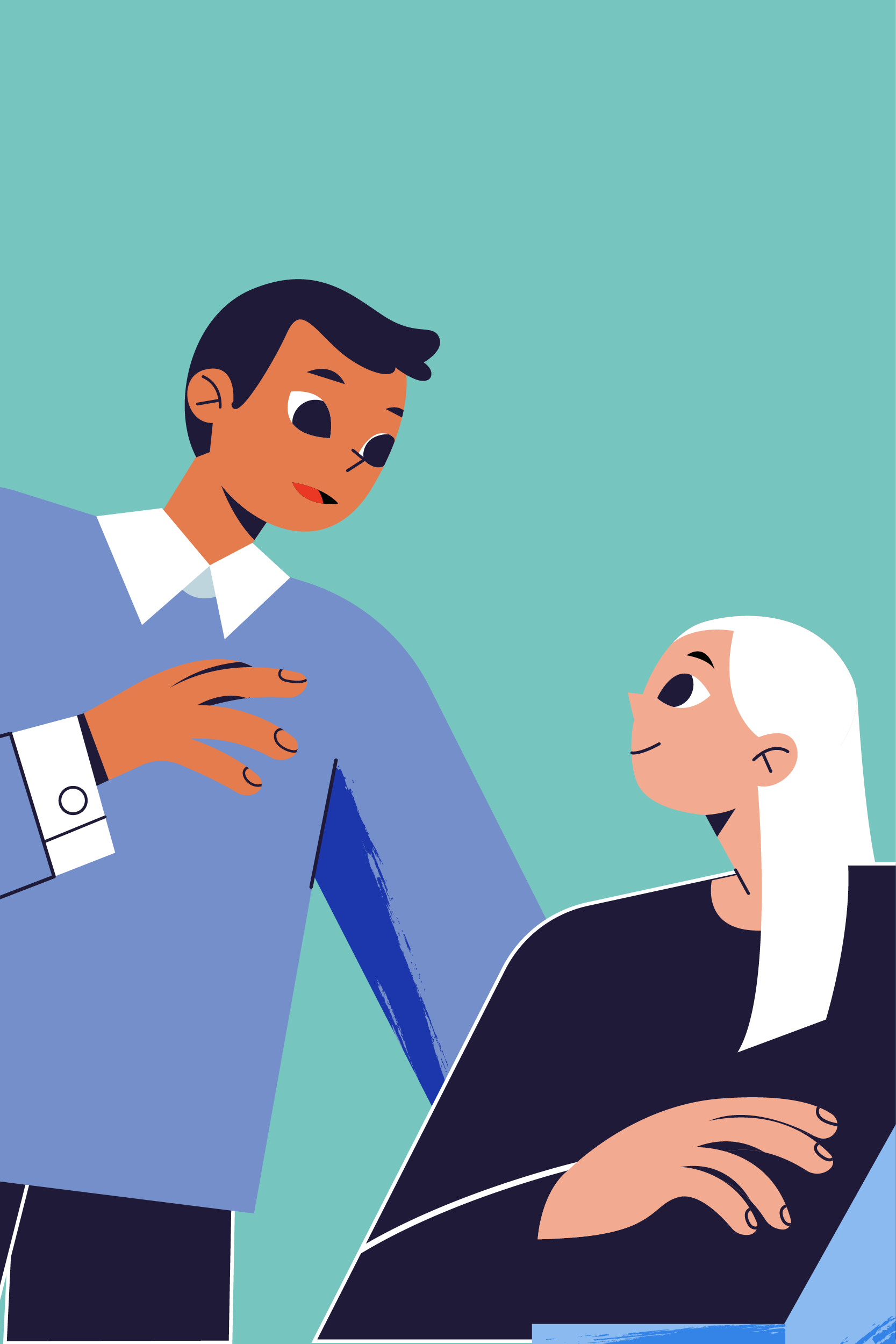 Illustration of 2 people talking to each other