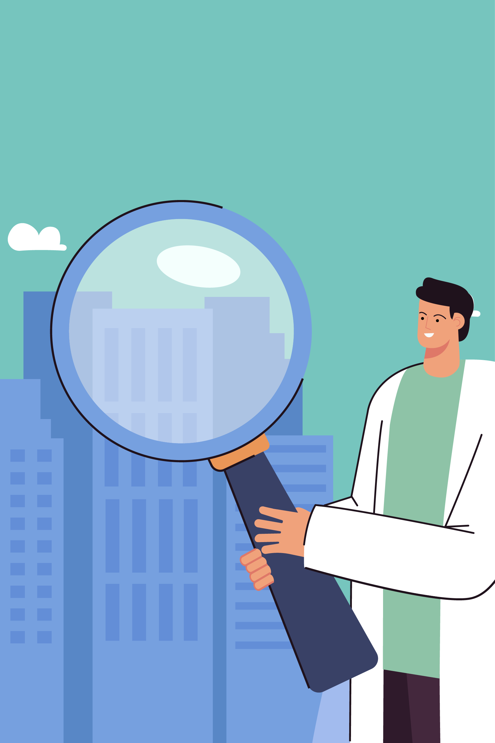 Illustration of figure with magnifying glass