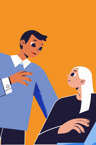 Illustration of two people having a conversation