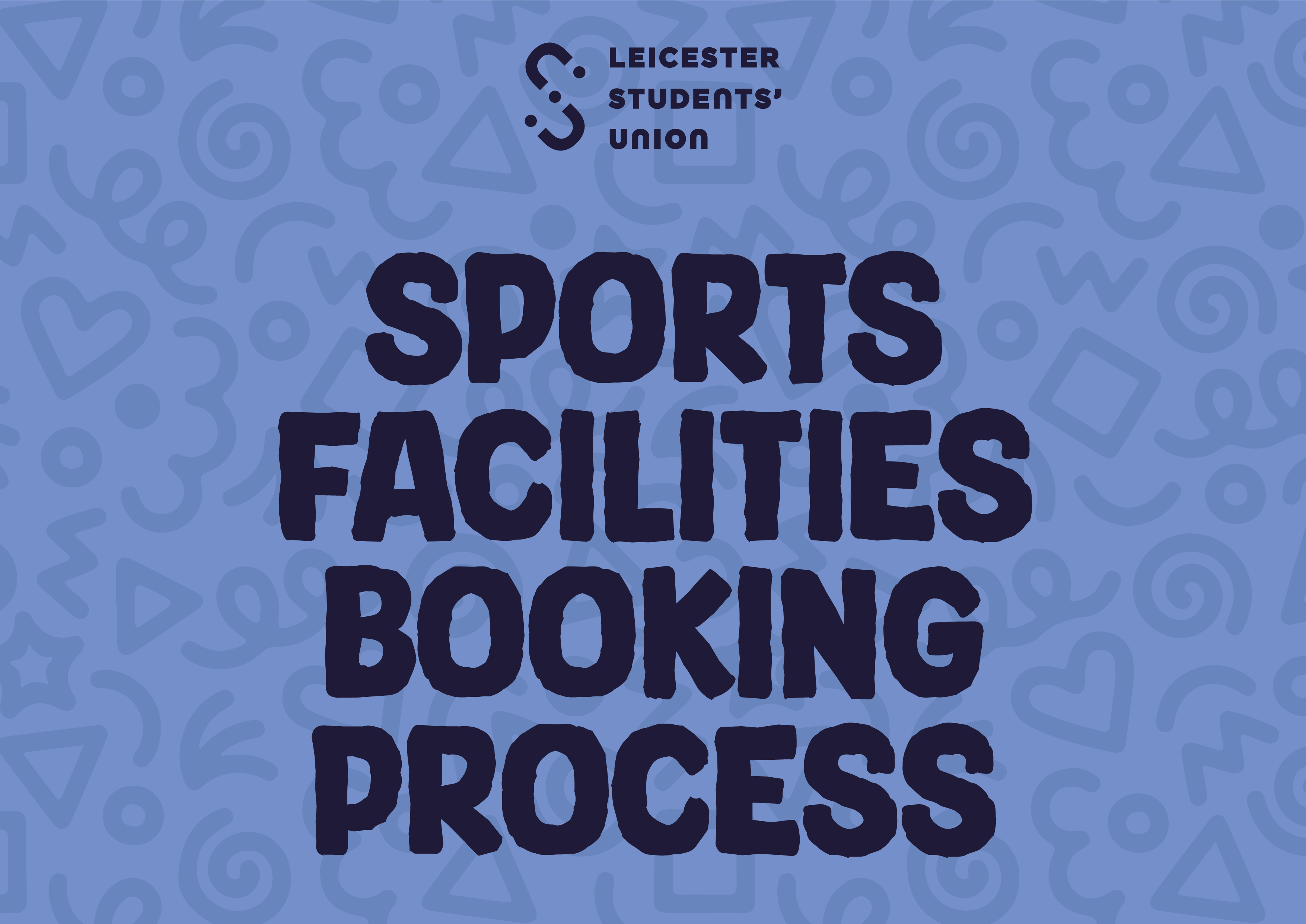 Blue graphic saying "Sports Facilities booking process" in navy text