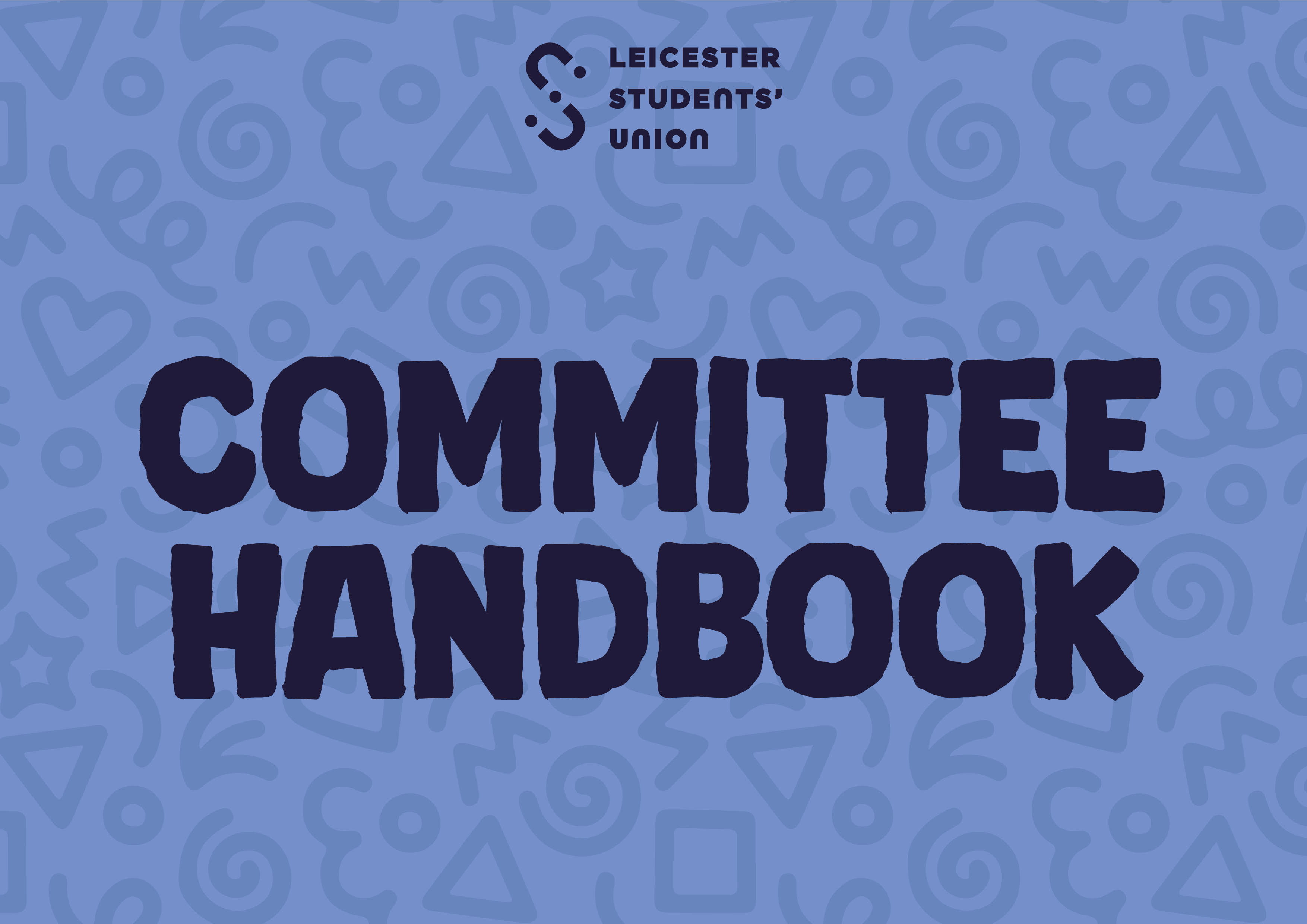 Blue graphic saying "Committee Handbook" in navy text
