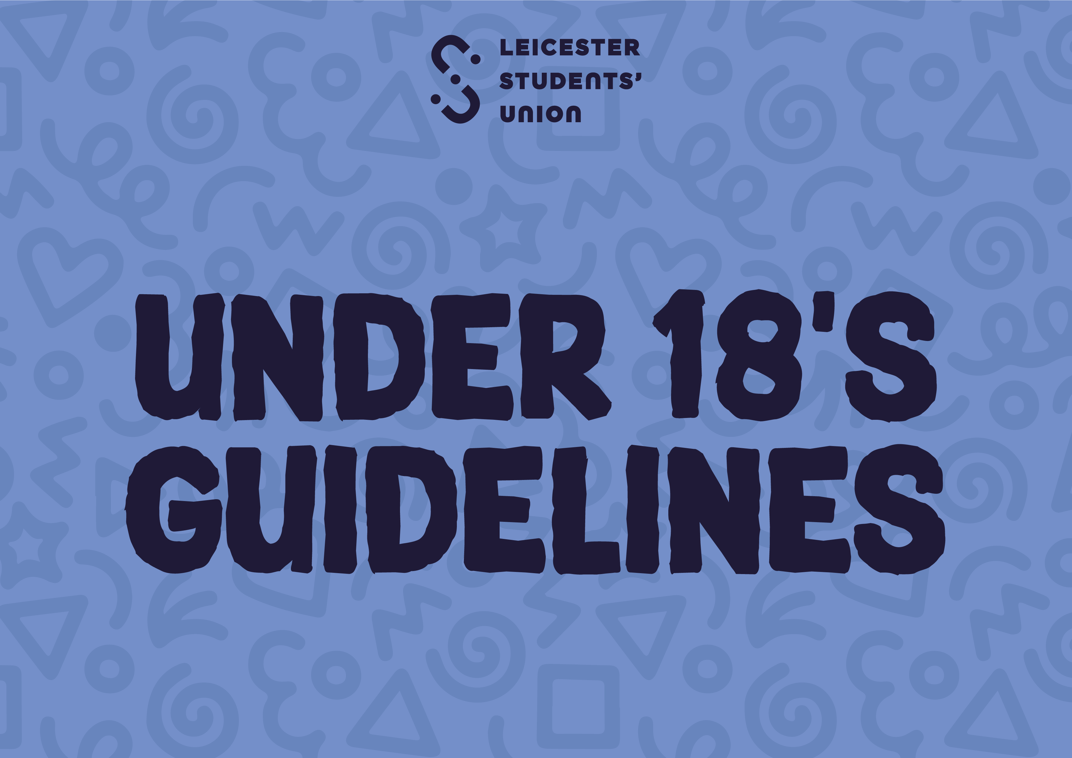 Blue graphic saying "Under 18's guidelines" in navy text