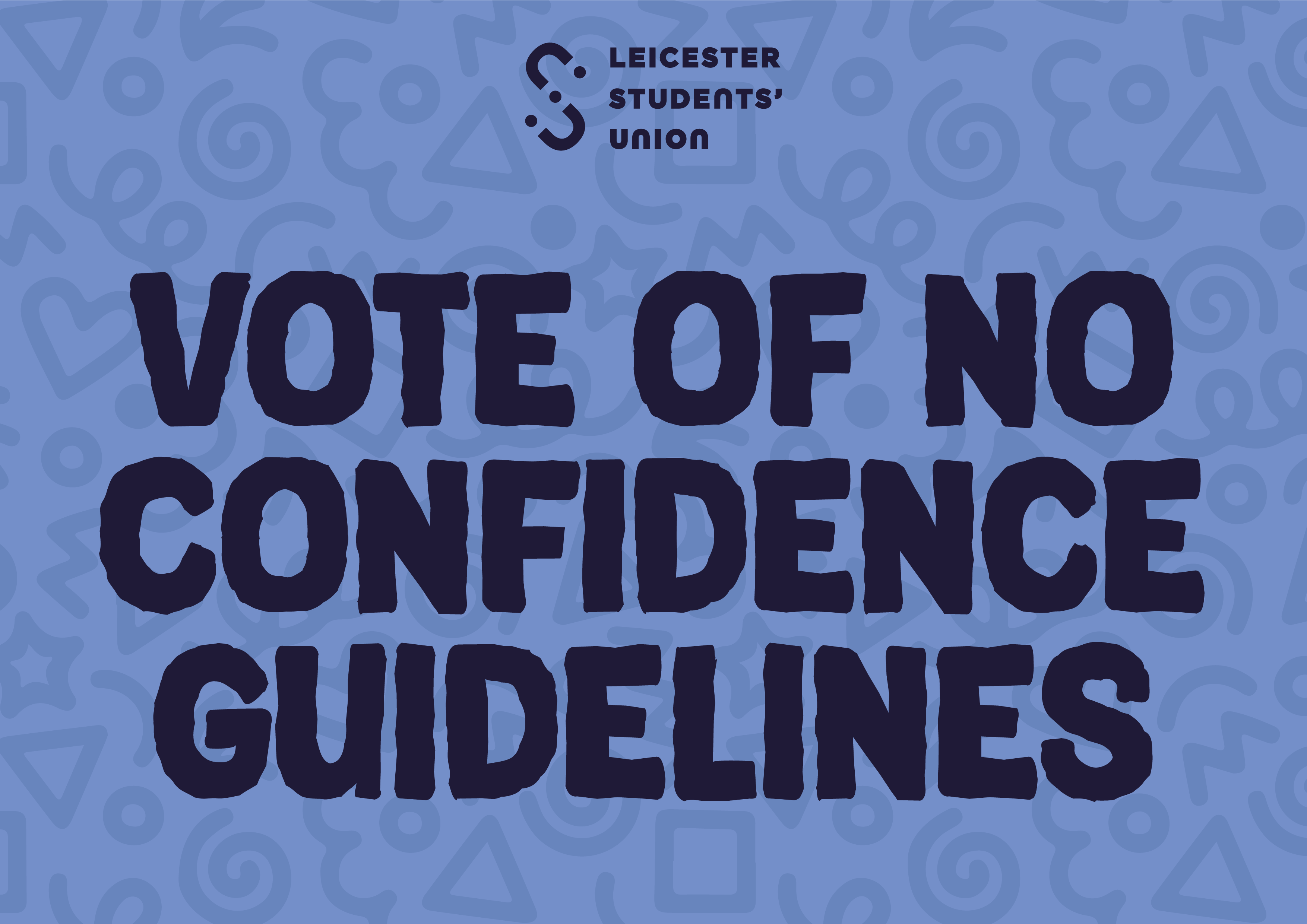 Blue graphic saying "Vote of no confidence guidelines" in navy text