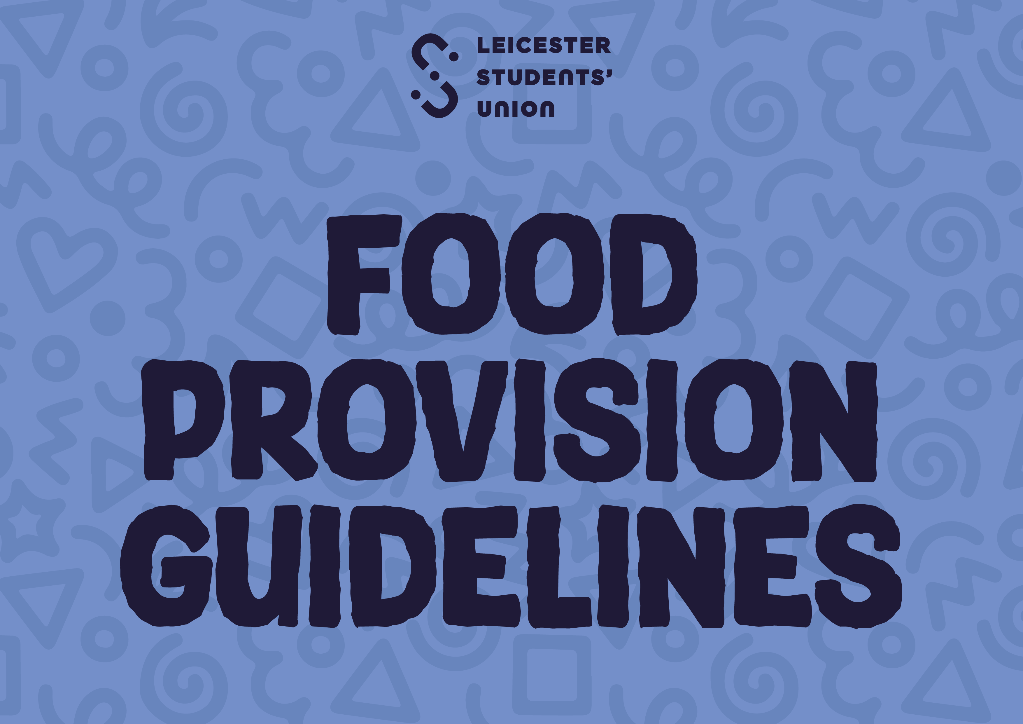 Blue graphic saying "Food Provision Guidelines" in navy text