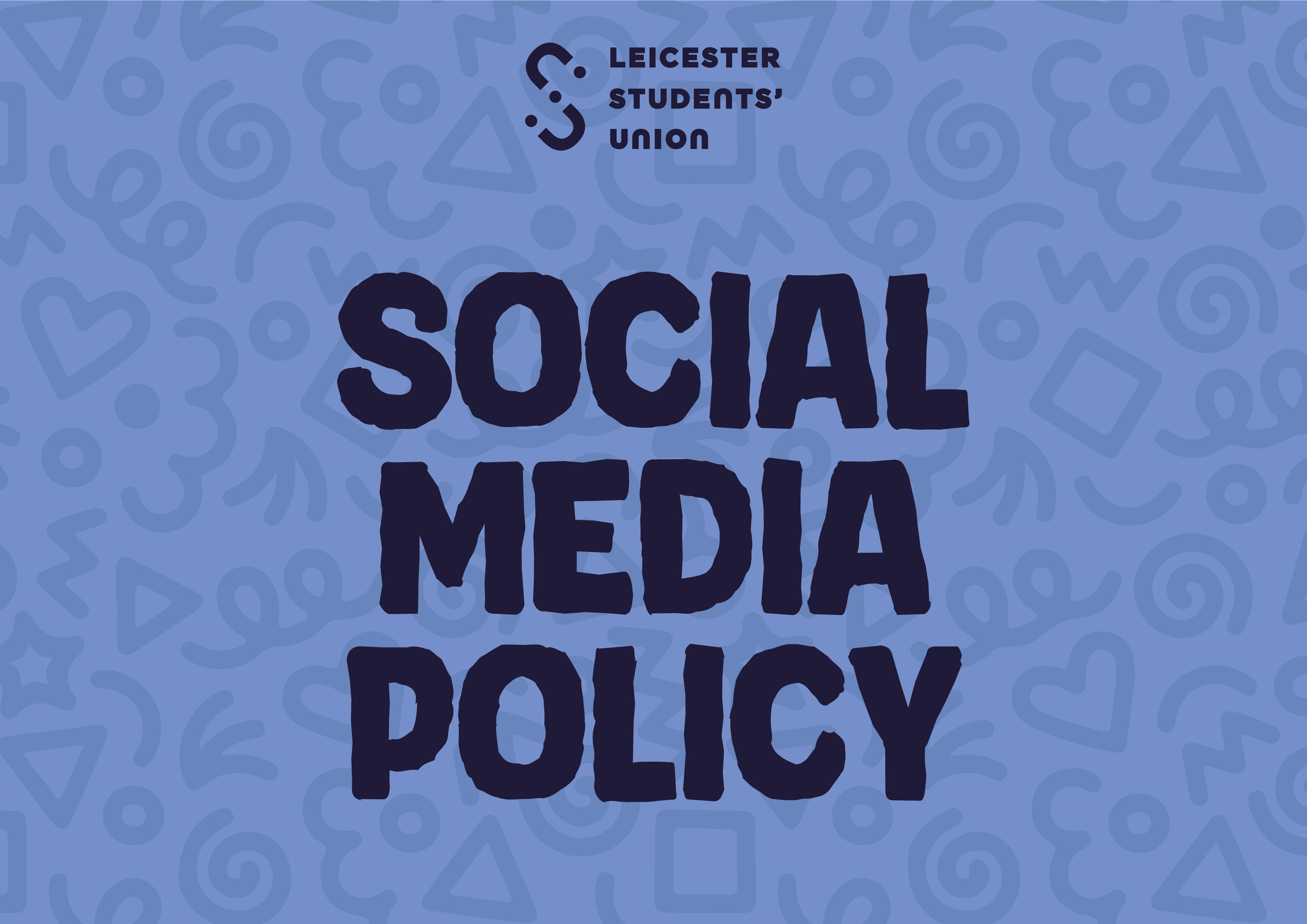 Blue graphic saying "Social Media Policy" in navy text