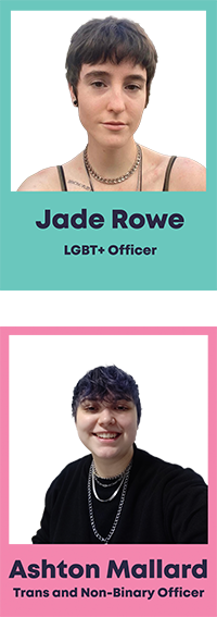 jade rowe (top) LGBT officer. ash mallard (bottom) Trans and non-binary officer