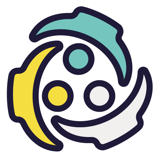 graphic of top view of 3 figures in a huddle