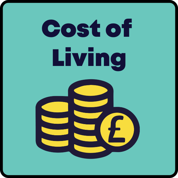 Cost of living, illustration of pile of coins