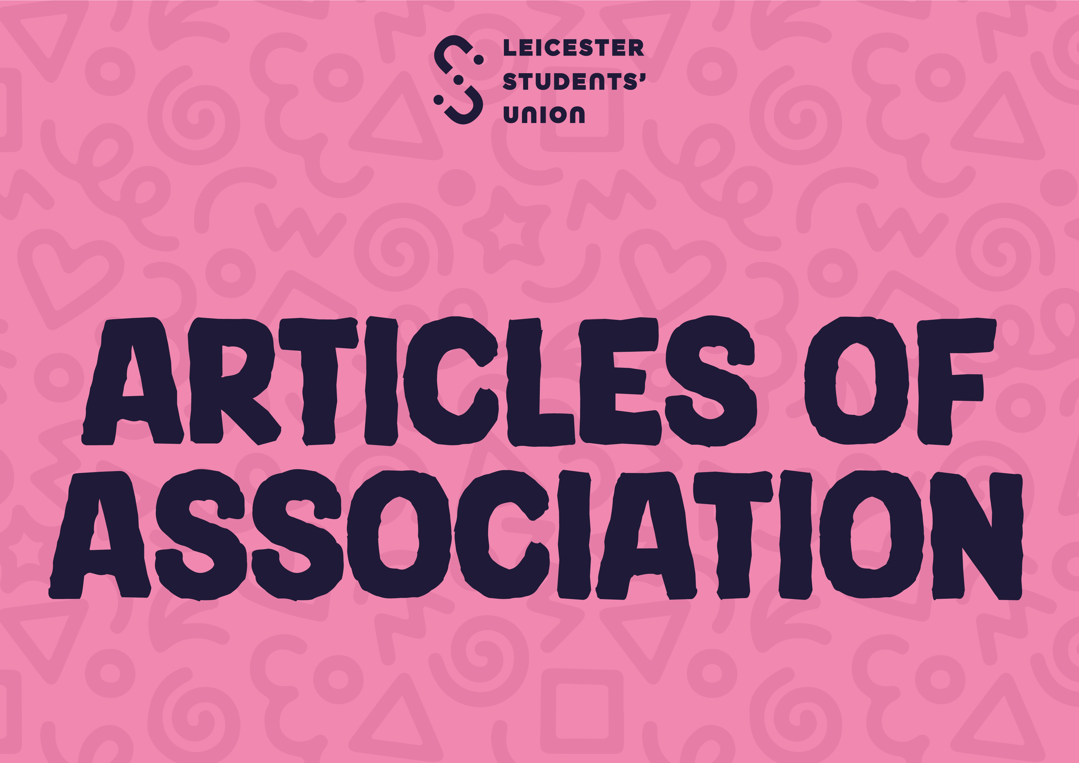 Pink graphic saying 'Articles of Association' in navy text