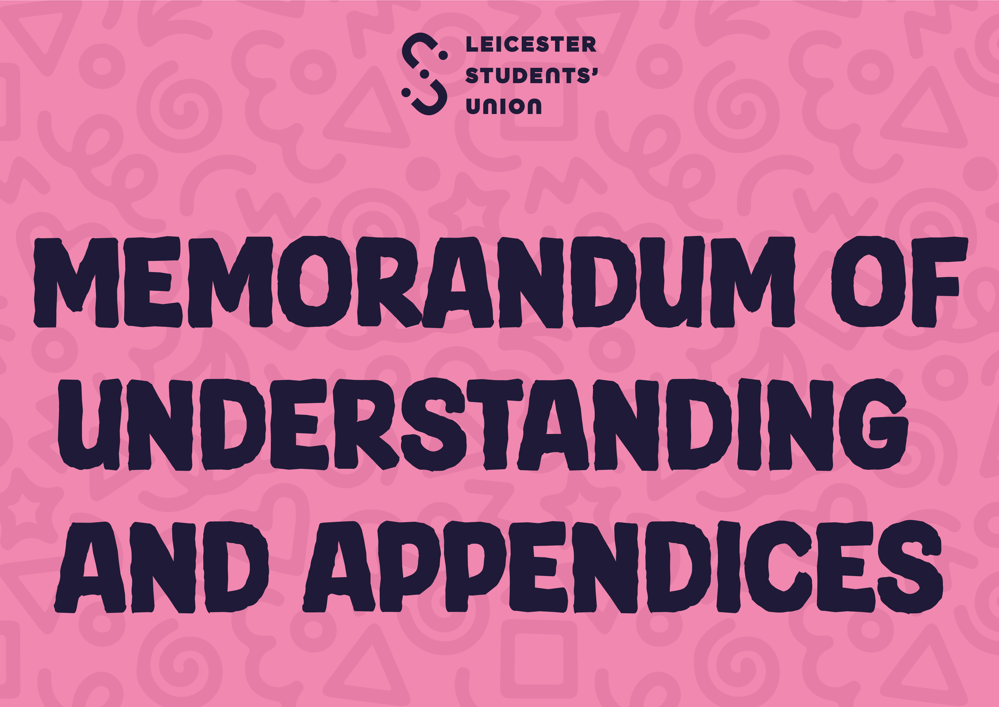 Pink graphic saying 'Memorandum of Understanding and appendices' in navy text