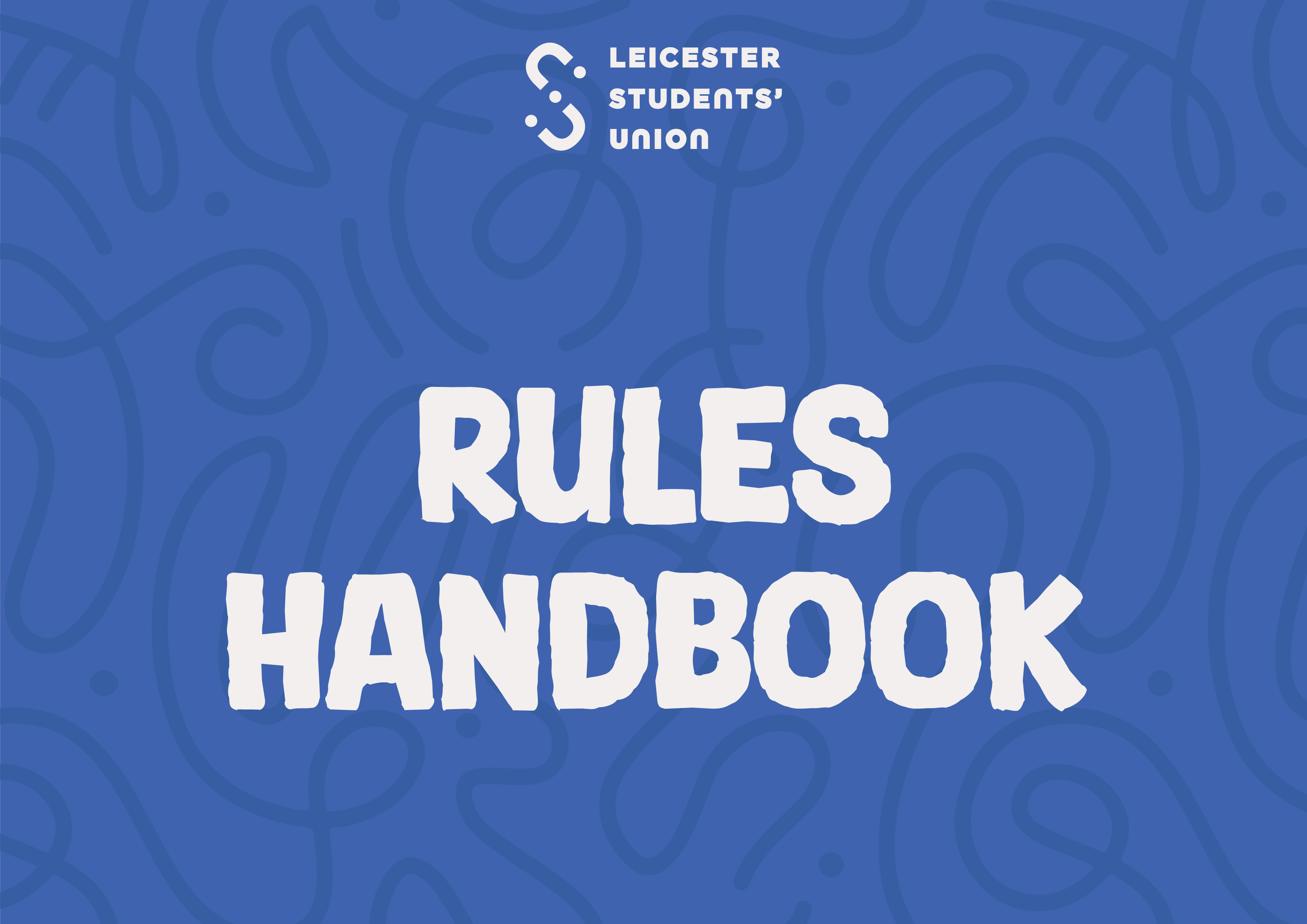 Blue graphic saying 'Rules Handbook' in white text