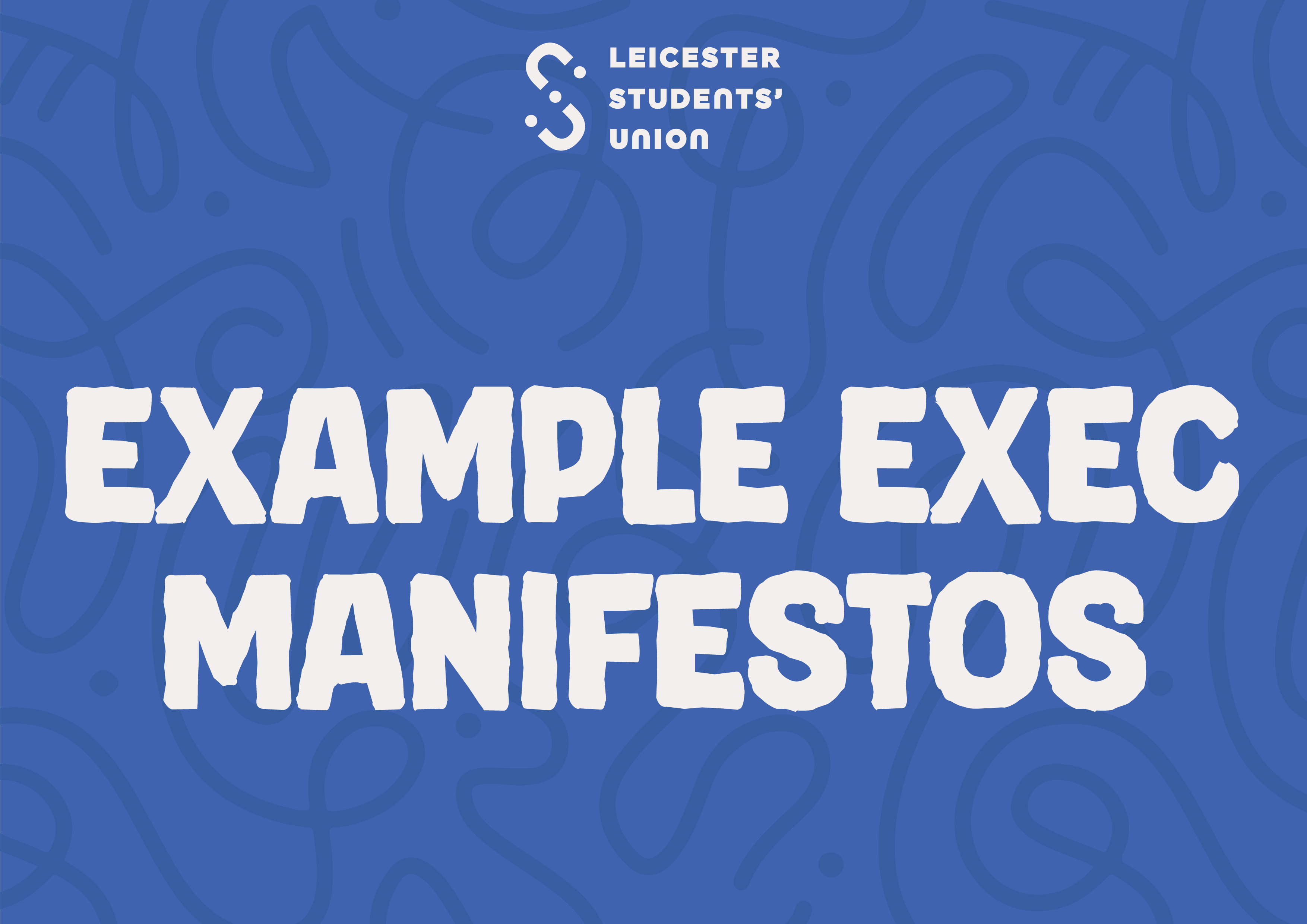 Blue graphic saying 'Example Exec Manifestos' in white text