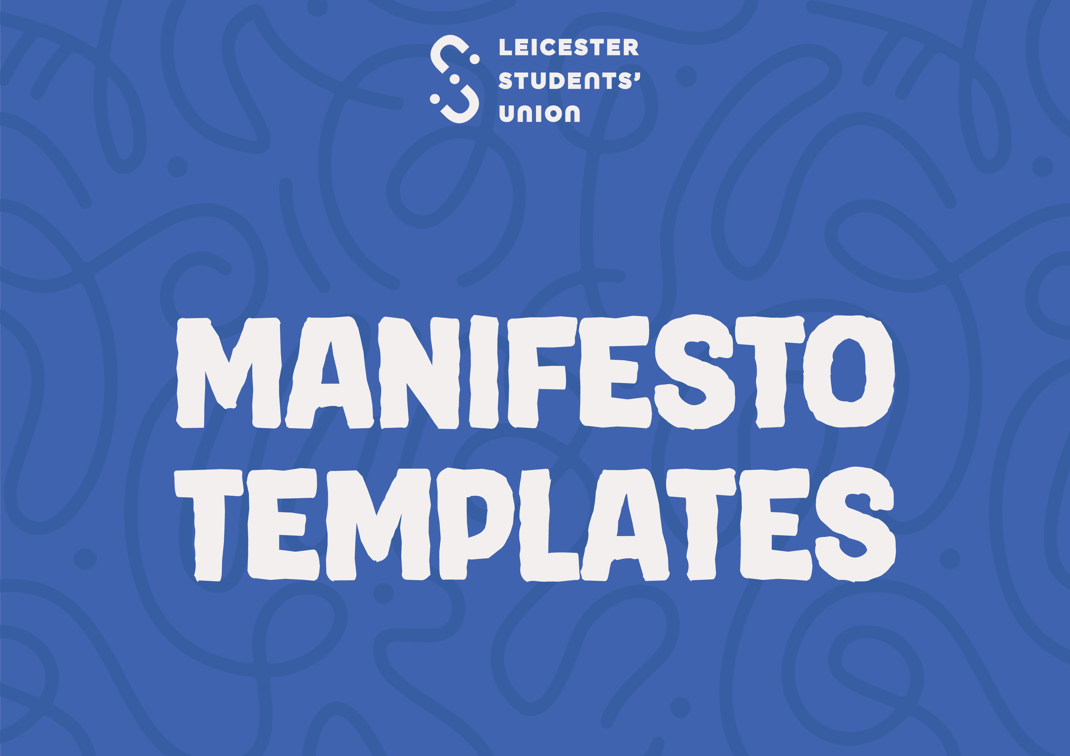Blue graphic saying 'Manifesto templates' in white text
