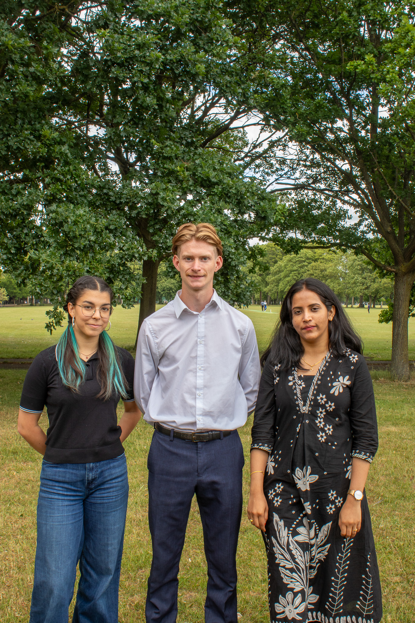 photo of Cleo, Matt and Aishwarya, the Officers for 25/26 academic year