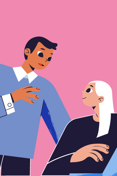 Illustration of 2 people having a conversation