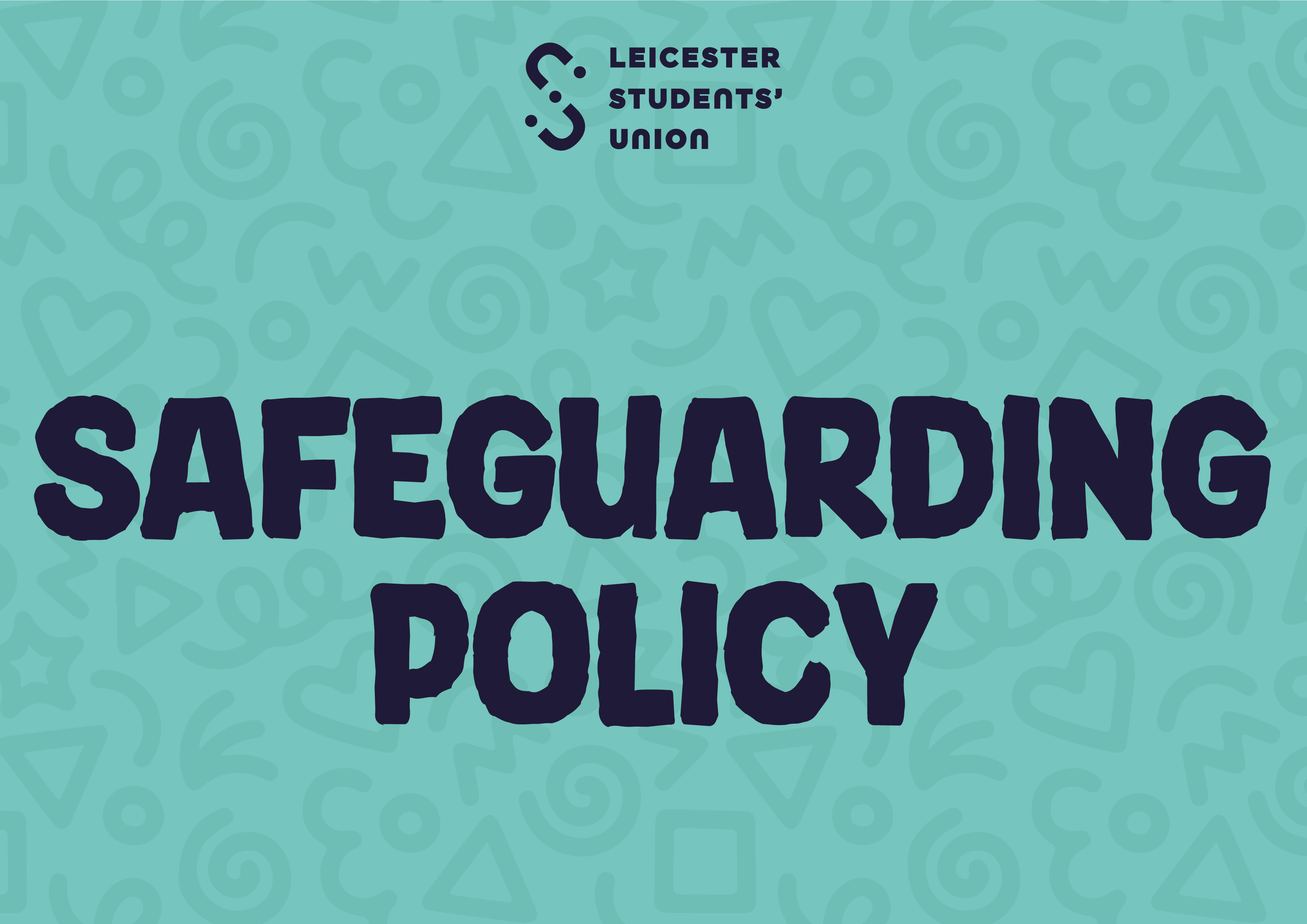 Light blue graphic saying 'Safeguarding policy' in navy text