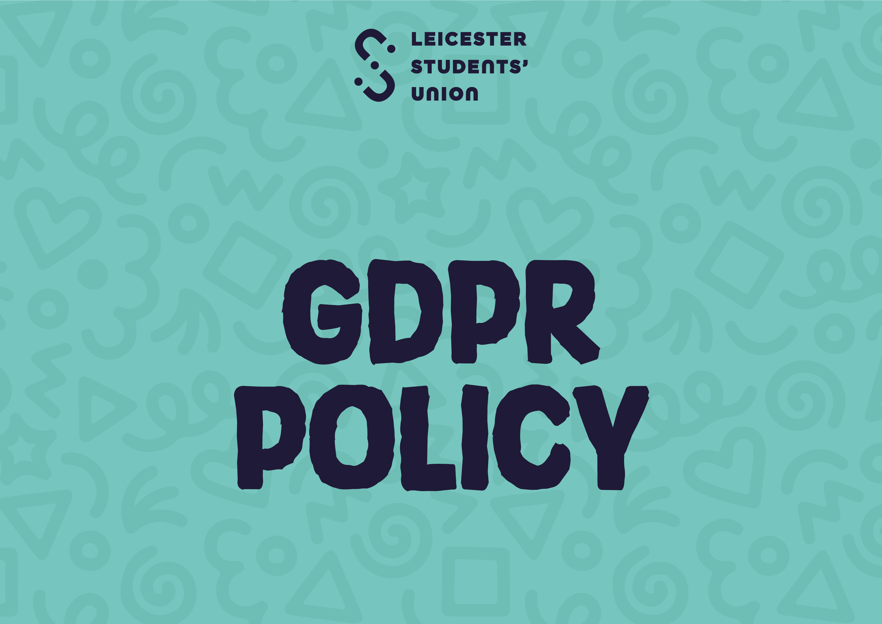 Light blue graphic saying 'GDPR policy' in navy text