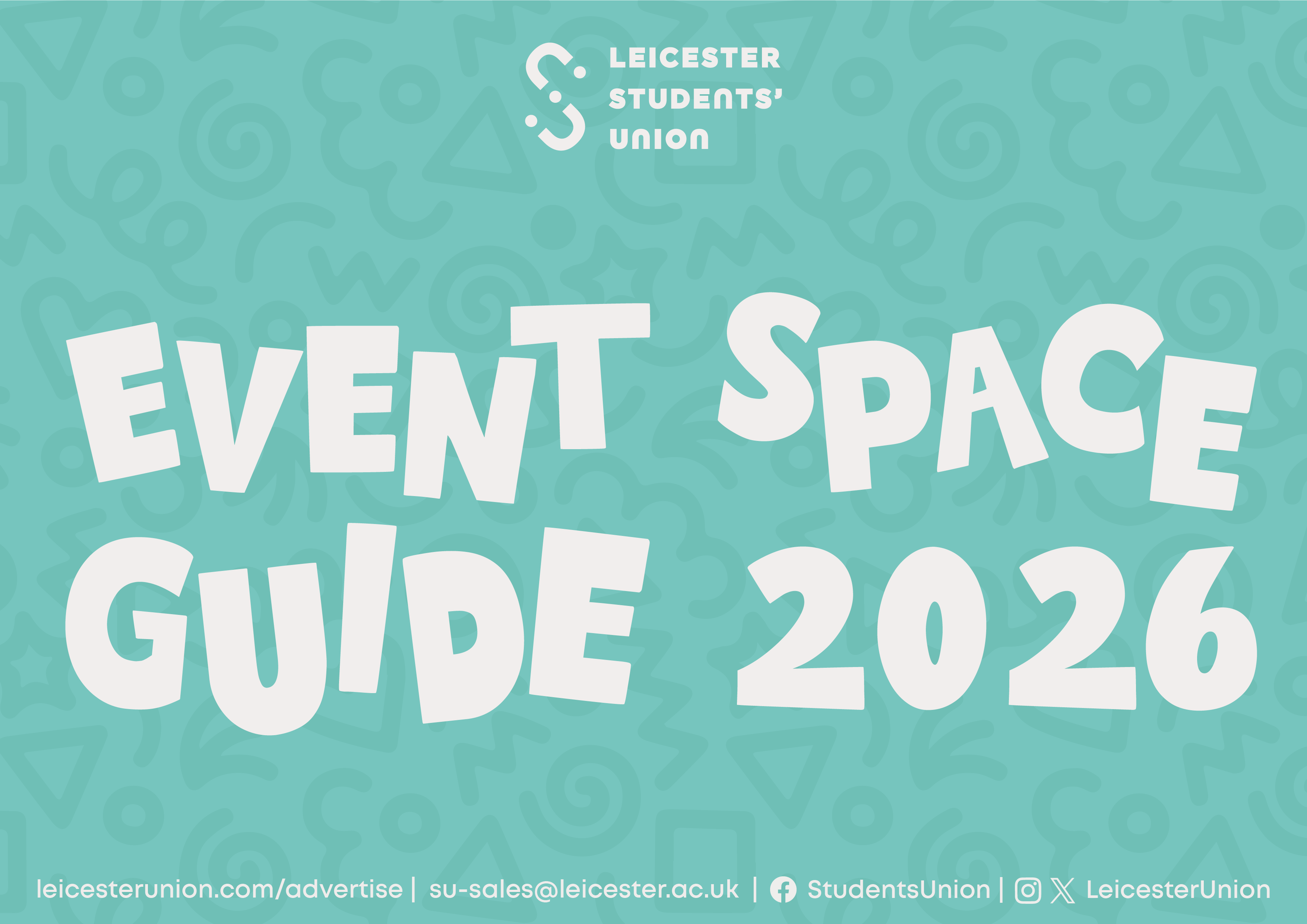 Light blue graphic saying 'Event space guide 2026' in white text