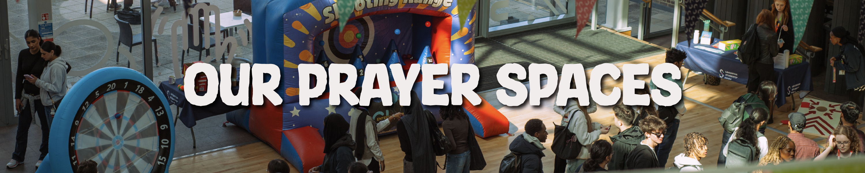 Birdseye view of SU carnival, a gathering of students with games