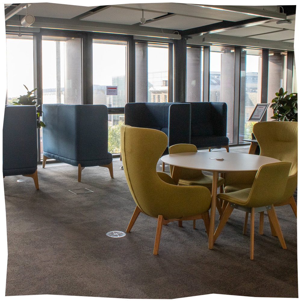 University wellbeing, a space featuring sofas and chairs